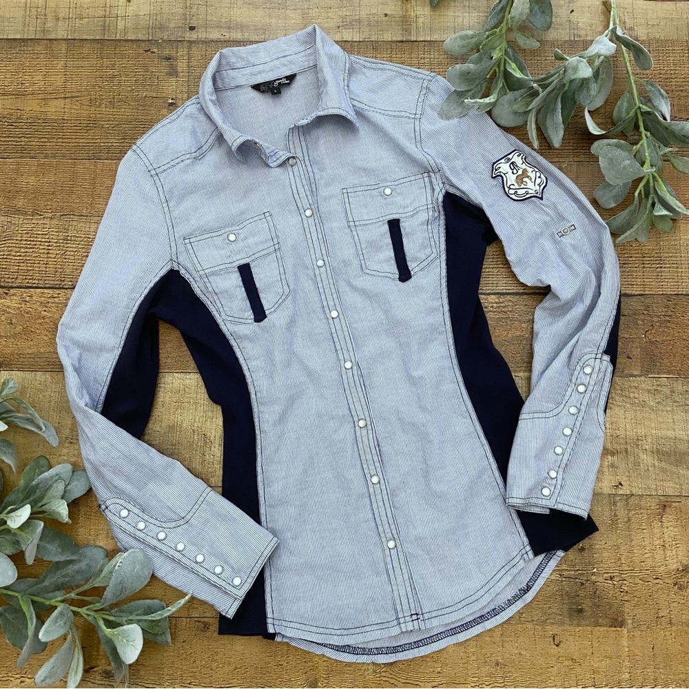 Equestrian Pearl Snap Button Down Shirt, English Riding